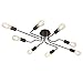 VINLUZ 8-Lights Sputnik Chandelier Black Semi Flush Mount Ceiling Light Industrial Vintage Metal Art Pendant Lighting for Living Room Dining Room Kitchen Hallway Cafe Bar