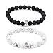POSHFEEL Pineapple Charm Bracelets for Lovers Couple Black Matte Agate & White Howlite 8mm Beads Bracelet, 7.6