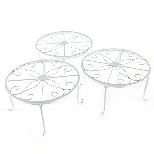 Metal 3 in 1 Potted Plant Stand Floor Flower Pot Rack/Iron Rack (White)