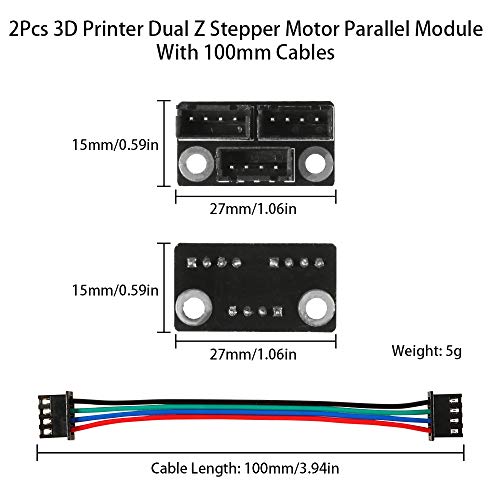 Aokin 3D Printer Parts and Accessories, 2pcs 3D Printer Stepper Motor Parallel Module with 100mm Cables for Double Z Axis Dual Z Stepping Motors Reprap Prusa Lerdge 3D Printer Board