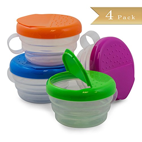 TrueCraftware Clear Kids Snack Bowl with Colored Lids, 4 Pk