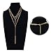 Suyi Exquisite Sequins Multilayer Chain Y Necklace Layered Choker Necklace with Bar Pendent Hanging Rod Gold