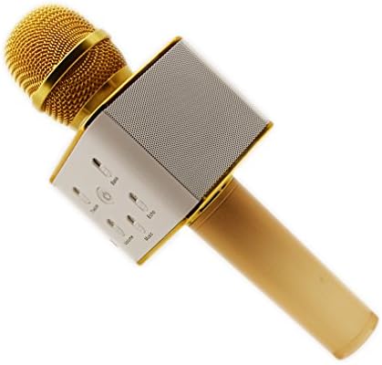 Q7 Multifunctional Portable Wireless Karaoke Microphone Supports for Mobile U Disk and All Ios and Android Smart Equipment(Gold)