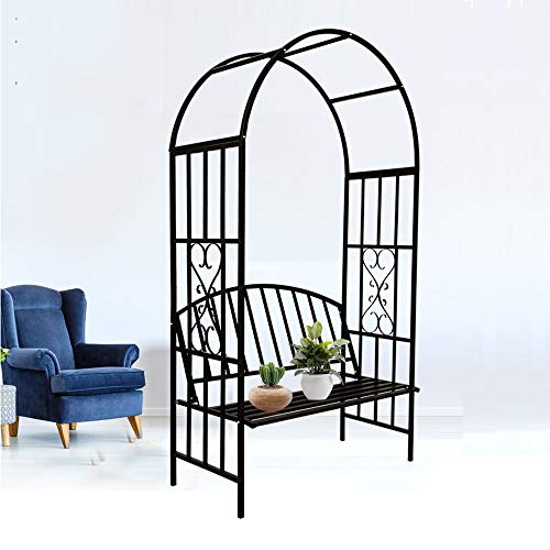 ZH-1 Rankhilfe Rosenbogen Pergola mit Bank, Balkon Garten Sitzbank, Stabil laubenbank Gartenmöbel, Belastung 200 kg, leicht zu montieren