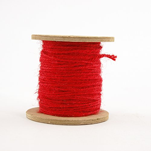Floristrywarehouse Jute Rope Wooden Reel 30m Red