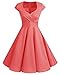 Bbonlinedress Women Vintage Swing Dress Short 1950s Retro Formal Cocktail Party Dresses Coral XS