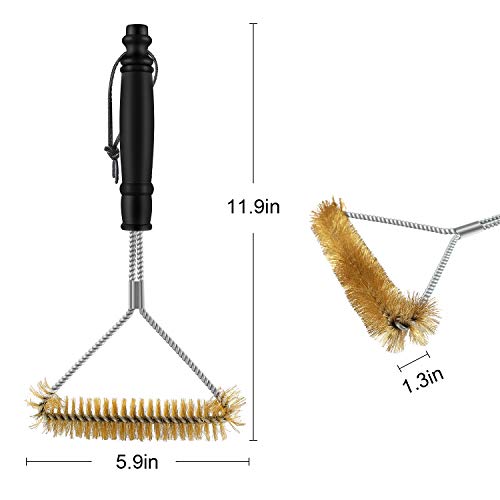 image for Feeke Grill Brush, SAELLEAS 12 Inch BBQ Brass Brush 3-Sided Barbecue C