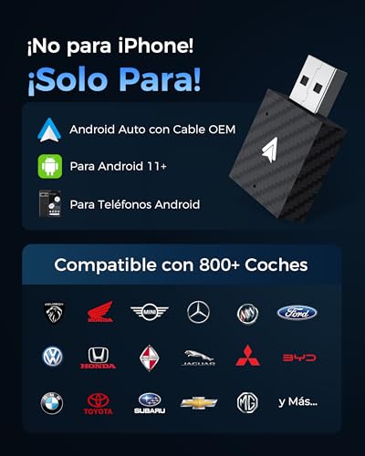 WityEye Wireless Android Auto Adapter, Bluetooth V5.3 Stable Connection, 5.8GHz High Speed WiFi, USB A/C, for Android 11+ Smartphone, Converts Wired Connection to Wireless