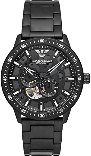 Emporio Armani Men's Automatic, Black-Tone Stainless Steel Watch ...