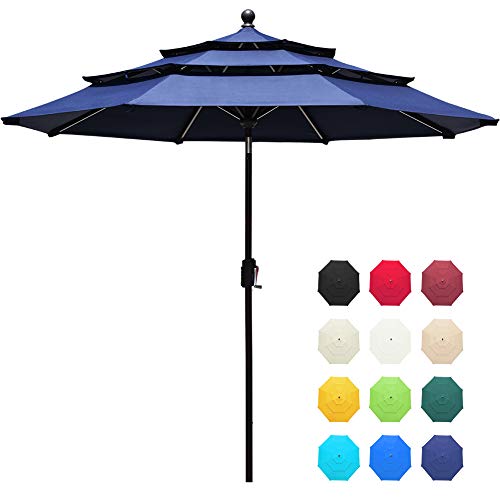 EliteShade Sunbrella 9Ft 3 Tiers Market Umbrella Patio Outdoor Table Umbrella with Ventilation a ...