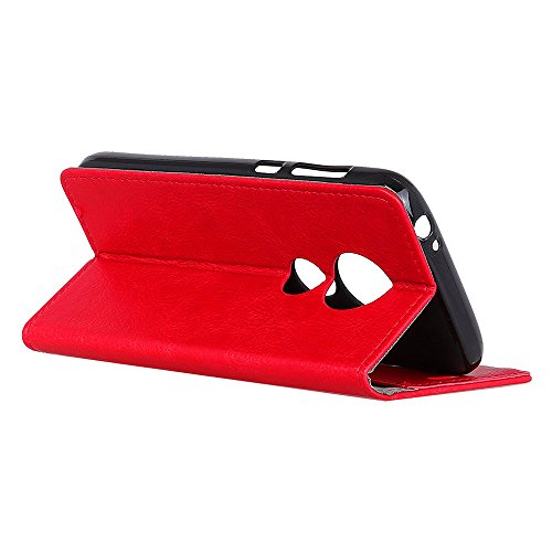 Scheam Motorola Moto E5 Play Wallet Leather Case with Protective Durable Phone Case Shell Folio flip Cell Phone Cover Bag with Card Slots,Cash Pocket,Red