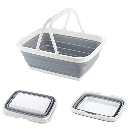 Pawaca Portable Collapsible Basket, Multifunctional Foldable Silicon Dish Tub, Home or Outdoors Storage for Fruit, Vegetables, Snacks, Drinks - Thumbnail 7
