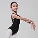 Gsha Girls Sleeveless Lace Ballet Dancewear Leotard Gymnastics Tops Costumes, Black, 150/11-12Y