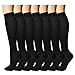 Bluemaple Thigh High Compression Socks for Women and Men Circulation(3 Pairs) Over the Knee-Best Support for Running,Travel