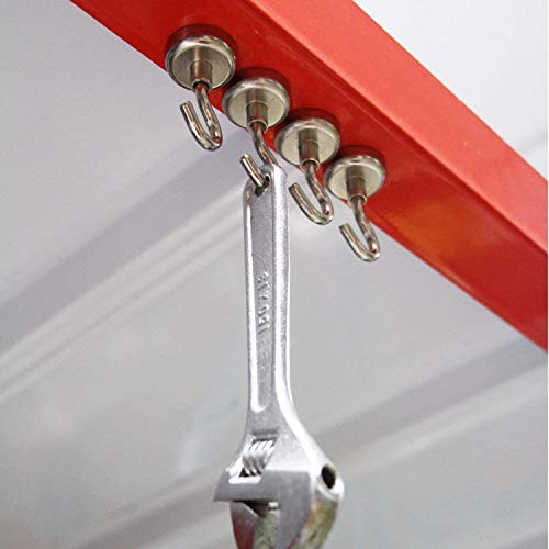 Neodymium Magnet Magnetic Hooks,1.26" Diameter Holds up to 75lbs Magnetic Coat Hook, Heavy Duty Magnet Hook for Home, Kitchen, Workplace, Office and Garage, 2 Pack
