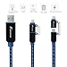 Foxnovo Updated LED Lightning Cable 2-in-1 Flowing EL Light USB Cable 3.3ft/1M Fast Charger Cord for iPhone and Android Phones Tablets - Black
