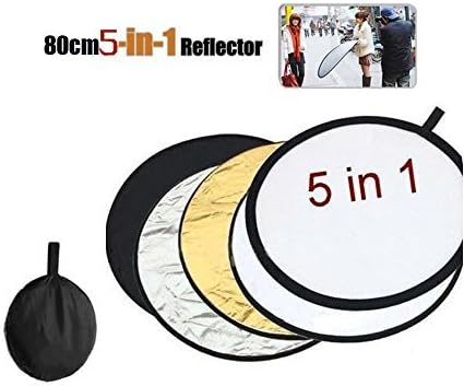 5-in-1 Round Collapsible Multi-Disc Light Reflector Photography Photo Video Studio Lighting Disc Reflector 5 Colors, Black, White, Gold, Silver, Translucent Size 24" 32" 43" (32" ( 80cm ))