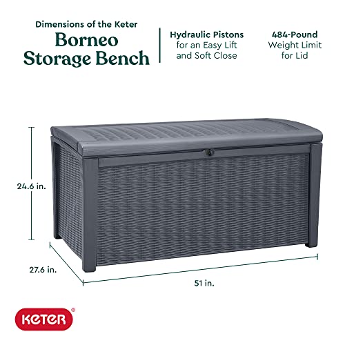 Keter Borneo 110Gallon Multipurpose Resin Deck Storage Bin Organizing