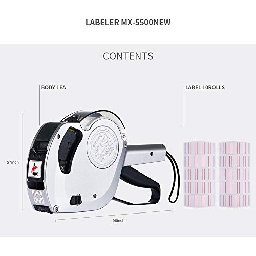 MoTEX MX-5500NEW Single Line Price Labeler, Pricemarker, Pricing Gun - One Line, 8 Digits, Label Size 22X12 (Silver) - Thumbnail 3