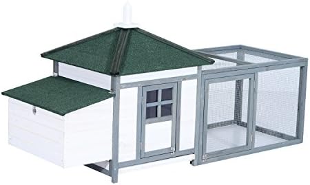 Amazon Com Pawhut 77 Wooden Weatherproof Backyard Chicken Coop
