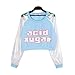Focal20 Laser Patchwork Sweatshirt Long Sleeve Tee Tops Harajuku Pullover T Shirt Blue