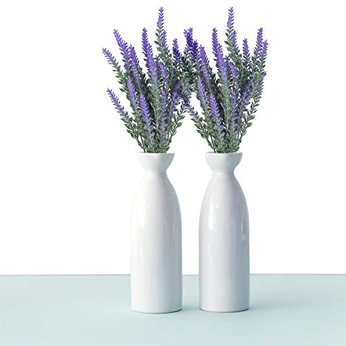 BELLE VOUS Lavender Artificial Flowers (4 Pack) Realistic Lavender