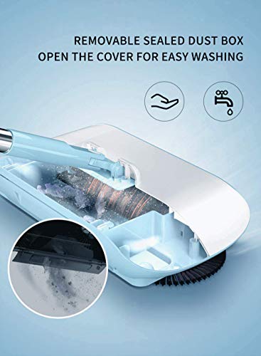 Rayzi Household Cleaning 360 Hand Push Automatic Sweeper Broom - Including Broom & Dustpan & Trash Bin - Non Electric for Tile,Marble, and Hardwood, 2 x Cloth (Blue) - Thumbnail 3