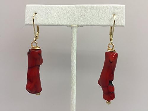 Red Coral Wire Earrings