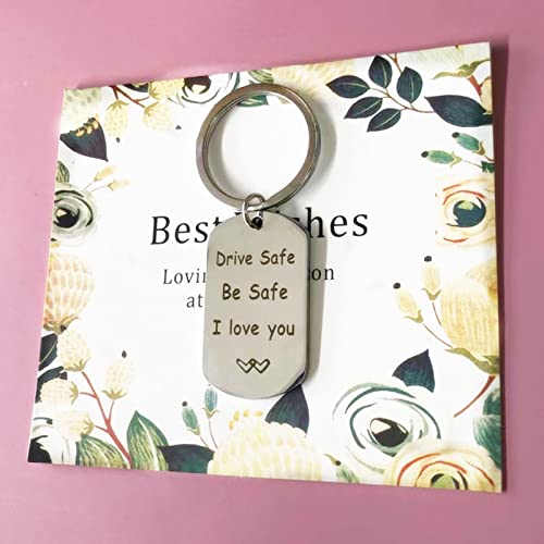 Rmikaly Drive Safe I Love You Funny Metal Keychain Gift Girlfriend Boyfriend Husband Wife Couple Key Ring Keychains for Valentine, Mother’s Day, Father’s Day, Christmas, Anniversary