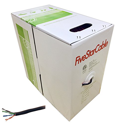Five Star 1000 ft Cat6 CMR UTP ETL Listed 23AWG 4 Pairs Solid Copper Internet Network Ethernet cable PVC Black
