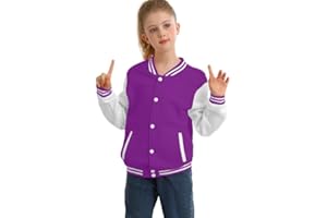 Icibgds Kids Varsity Jacket Boys Baseball Jacket Sports Outerwear Coat for Girls School Uniform