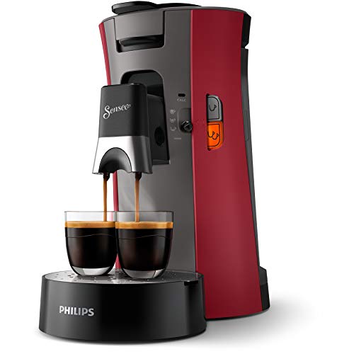 Philips Domestic Appliances Senseo Select CSA240/90 Coffee Pod Machine with Memo Function, Recycled Plastic, 1450 W, 0.9 Litre, 31 x 15.5 x 31 cm, Red