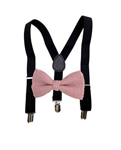 Hemp Bow tiesand Black suspenders Combo Mens (Pink)