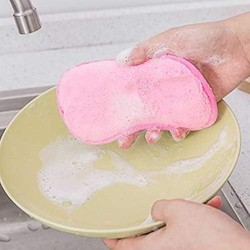 Sansee Magic Eraser Sponges 3PCS Cleaning Scourers Non-Stick Oil Cloth Fiber Washing Bowl Brush Wiping Rags Scrubber Tools Easy Remove Grease and Grime for Kitchen Bathroom Multi Surface