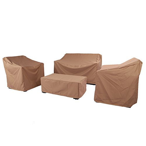Baner Garden N87 4-Piece Outdoor Veranda Patio Garden Furniture Cover Set with Durable and Water Resistant Fabric (Grey)