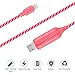 iPhone Lightning Charger Cable 3ft, EL-AURORA Visible LED Flowing Neon Light Charging Cable Cord for iPhone X / 8 / 8 Plus / 7 / 7 Plus / 6 / 6 Plus / 5S (Pink)