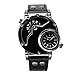 Mens Wrist Watch,Fashion Quartz Analog Dual Time Watch,Cool Unique Leather Band Big Face Watches for Men