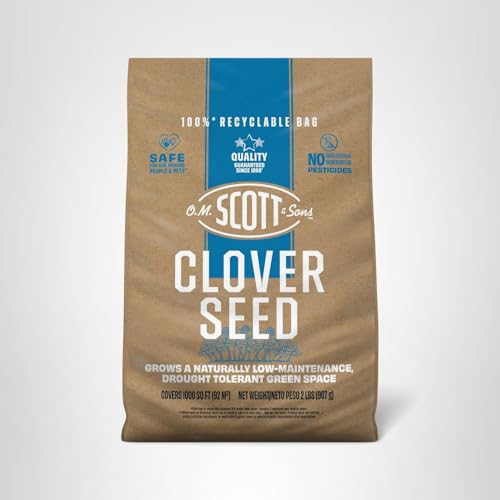 O.M. SCOTT AND SONS CLOVER SEED – LAWN SEED GROWS A NATURALLY LOW MAINTENANCE, DROUGHT-TOLERANT LAWN, 1,000 SQ. FT., 2 LB.