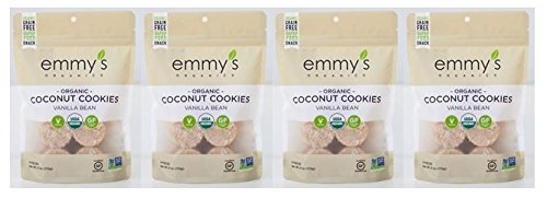 Emmy's Organics Coconut Cookies, Vanilla Bean, 6 oz (Pack of 4)