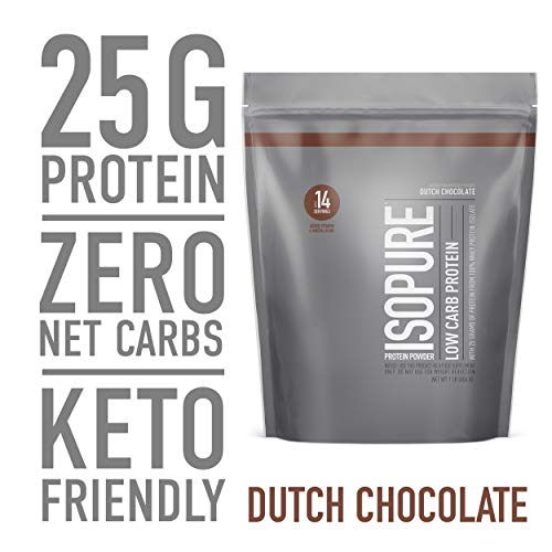 Isopure Low Carb, Keto Friendly Protein Powder, 100% Whey Protein Isolate, Flavor: Dutch Chocolate, 1 Pound (Packaging May Vary)