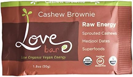 Love Bars - Case of 12 - Organic, Vegan, Raw, Gluten-free, Energy Bars (Cashew Brownie)