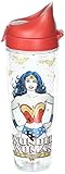 Tervis 1288127 DC Comics Woman-Wonder Mom Insulated Tumbler with Wrap and Red with Gray Lid, 24 oz Water Bottle - Tritan, Clear