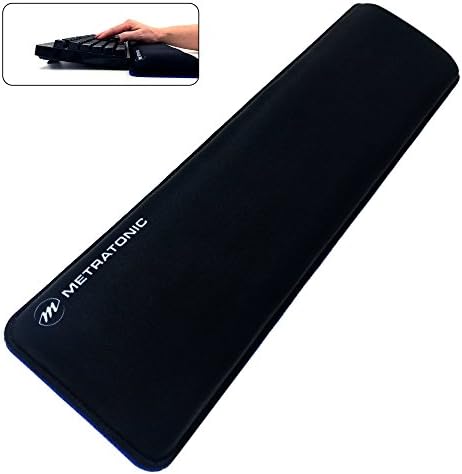 Keyboard Wrist Rest / Wrist Pad, TENKEYLESS Thick Padded Water Resistant, Ergonomic Memory Foam, Anti-Fray Stitched Edges, No Odor Anti-Slip Rubber Base, Black | 14.5” x 4” x 1” (25.4mm) by Metratonic