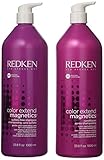 Bundle - 2 Items : Redken Color Extend Magnetic Shampoo & Conditioner 33.8oz/1liter Size & liter pumps (2)