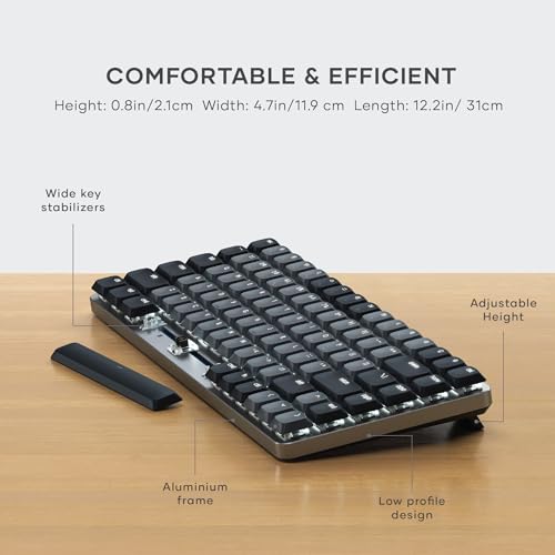 Satechi SM1 75% Mechanical Keyboard, LED Backlit Bluetooth Keyboard, 84 Keys Compact Wireless, Gaming Keyboard for Mac and Windows - Dark Grey/Grey (US-QWERTY LAYOUT)