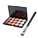 Toraway Pro 15 Colors Makeup Concealer Contour Palette +1 PC Makeup Brush + 1 PC Sponge Puff