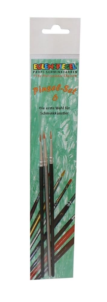 Face Painting Brush Professional Set 6 (3 Face Painting Brushes), Oval Brush Size 2 - Round Brush size 0 - Round Brush Size 1