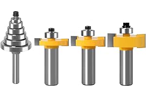 WSOOX 1/2 Inch Shank Rabbet Router Bit Set, 3 Pieces Rabbeting Router Bit with 6 Bearings Set (1/8", 1/4", 5/16", 3/8", 7/16", 1/2" Bearings) (1/2 Inch)