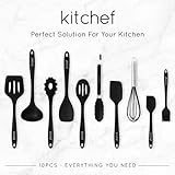 KITCHEF Silicone Kitchen Cooking Utensils Set [10pcs] Heat Resistant, Non Stick & Stain-Resistance, FDA Approved For Safe Cooking - Durable Material Without Bending or Breaking Cooking Utensil.