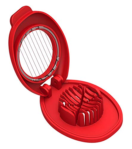 Egg Slicer with Stainless Steel Wire, Dishwasher safe, Red